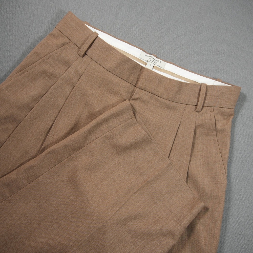 Banana Republic Baggy Wool Pleated High Rise Women Dress Pants 8 30x30 Office